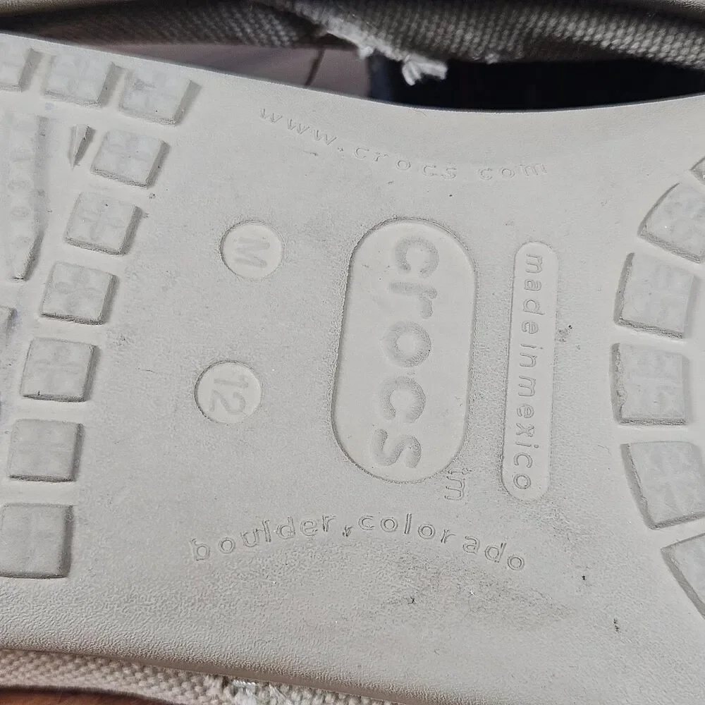Crocs Santa Cruz Shoes Mens 12 Khaki Beige Canvas Slip On Loafers Comfort Preppy